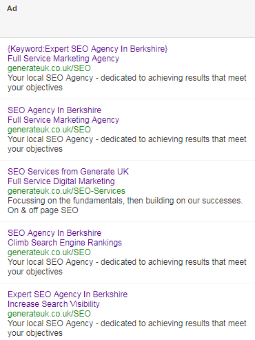 Generate UK AdWords Example